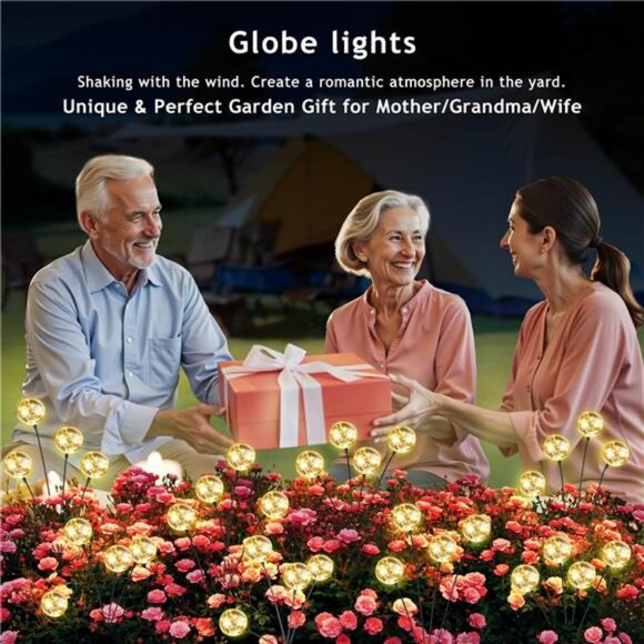 Outdoor Solar Lights for Yard, 4 Packs 16LED, Solar Globe Lights Outdoor - Picture 6 of 7